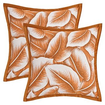 Pack of 2 Throw Pillow Covers Leaf Pattern Decorative Pillow Cases for Bedroom 18X18 Inch