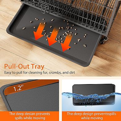 Heavy Duty Dog Crate with Table Top, Wheels & Double Doors, Easy Assembly Kennel