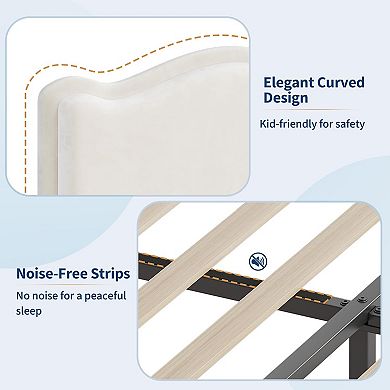 Velvet Kids Bed Frame with Storage Drawer & Headboard, No Box Spring & Easy Assembly