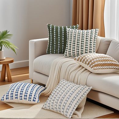 1Pc Linen Throw Pillow Covers Striped Decorative Cushion Cases for Sofa Couch Bedroom 18X18 Inch