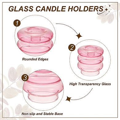 Glass Candle Holders, Glass Taper Candle Stand for Taper/Column Candles Tealight Stand Candlestick