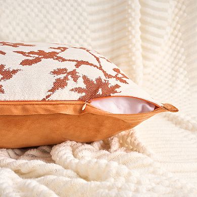 Leaves Jacquard Throw Pillow Covers Set of 2 Decorative Maple Leaf Pillow Covers 18X18 Inch