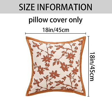 Leaves Jacquard Throw Pillow Covers Set of 2 Decorative Maple Leaf Pillow Covers 18X18 Inch