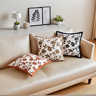 Leaves Jacquard Throw Pillow Covers Set of 2 Decorative Maple Leaf Pillow Covers 18X18 Inch