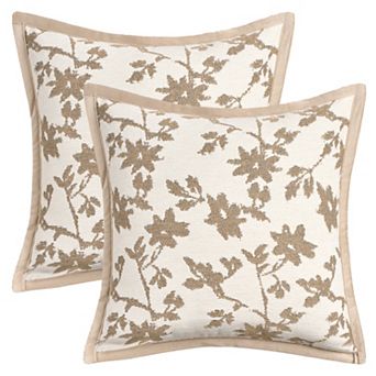 Leaves Jacquard Throw Pillow Covers Set of 2 Decorative Maple Leaf Pillow Covers 18X18 Inch