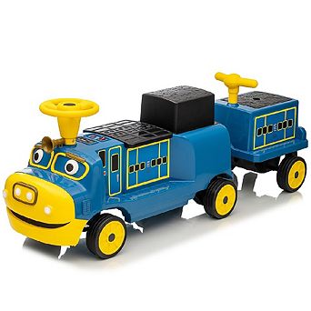 12V Licensed Chuggington Ride-On Train Set for Kids, 2 Cars, Adjustable Seat & Storage (Trackless)