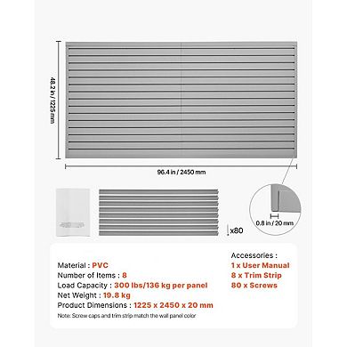 Slat Wall Storage Panels for Garage and Workshop Organization, PVC
