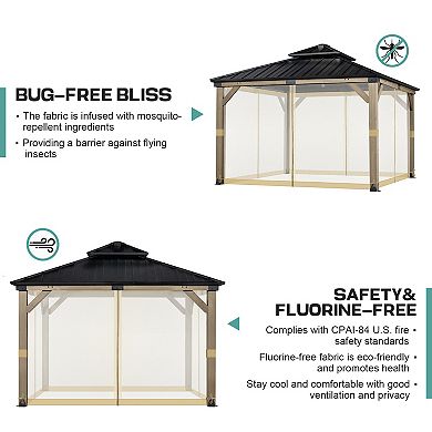 Aoodor Gazebo Replacement Netting Screen, Universal Gazebo 4-Panel Mosquito Net Sidewalls