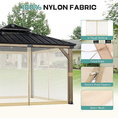 Aoodor Gazebo Replacement Netting Screen, Universal Gazebo 4-Panel Mosquito Net Sidewalls