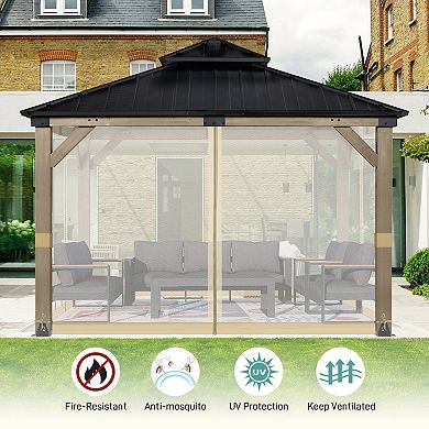 Aoodor Gazebo Replacement Netting Screen, Universal Gazebo 4-Panel Mosquito Net Sidewalls