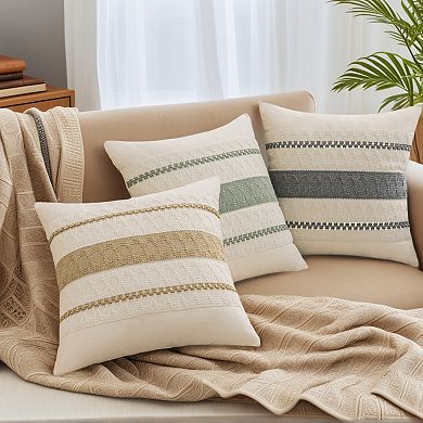 Pack of 2 Striped Throw Pillow Covers Woven Decorative Pillow Case for Sofa Bedroom Couch Car