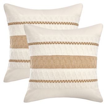 Pack of 2 Striped Throw Pillow Covers Woven Decorative Pillow Case for Sofa Bedroom Couch Car