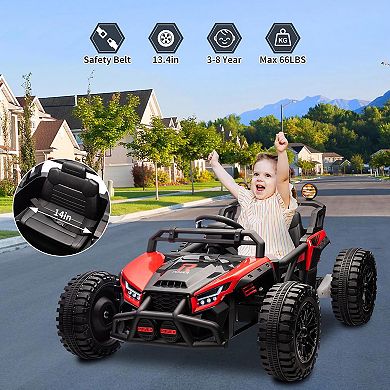 24V Kids Electric UTV, Remote Control Off-Road Toy w/LED Lights & Music for Ages 3-8