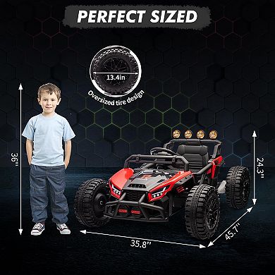 24V Kids Electric UTV, Remote Control Off-Road Toy w/LED Lights & Music for Ages 3-8