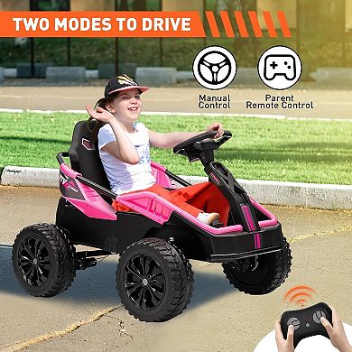 200W 24V Kids Electric ATV, 4x4 Go Kart with Adjustable Seat & Shock Absorbers