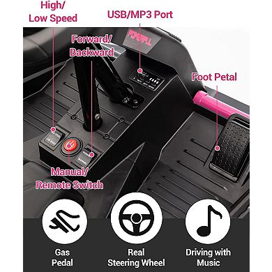 200W 24V Kids Electric ATV, 4x4 Go Kart with Adjustable Seat & Shock Absorbers