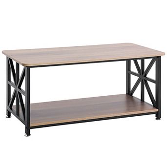 Coffee Table with Lift-Top Work Surface and Open Storage Shelves