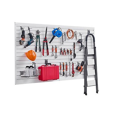 8ft x 4ft PVC Slat Wall Panel System for Garage Storage with Hooks and Accessories Compatibility