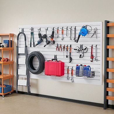 8ft x 4ft PVC Slat Wall Panel System for Garage Storage with Hooks and Accessories Compatibility