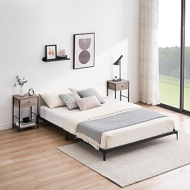 Heavy Duty Metal Bed Frame with Under-Bed Storage, Silent Anti-Slip Platform & No Box Spring