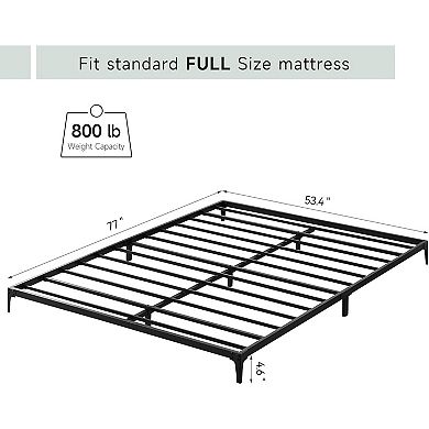 Heavy Duty Metal Bed Frame with Under-Bed Storage, Silent Anti-Slip Platform & No Box Spring