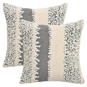 Pack of 2 Plush Decorative Pillow Covers Boho Soft Cozy Cushion Cases for Bedroom 12X20/18X18 Inch