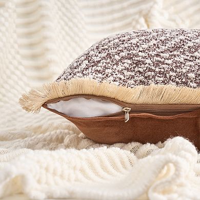 Boho Decorative Throw Pillow Covers with Tassel Edge Set of 2 Soft Square Pillow Cases 18X18 Inch