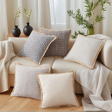 Boho Decorative Throw Pillow Covers with Tassel Edge Set of 2 Soft Square Pillow Cases 18X18 Inch