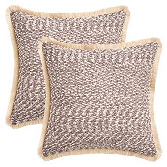 Boho Decorative Throw Pillow Covers with Tassel Edge Set of 2 Soft Square Pillow Cases 18X18 Inch