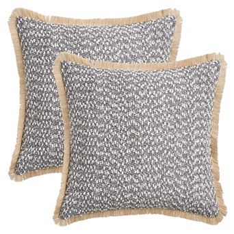 Boho Decorative Throw Pillow Covers with Tassel Edge Set of 2 Soft Square Pillow Cases 18X18 Inch