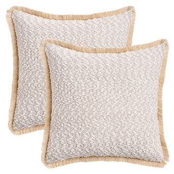 Boho Decorative Throw Pillow Covers with Tassel Edge Set of 2 Soft Square Pillow Cases 18X18 Inch