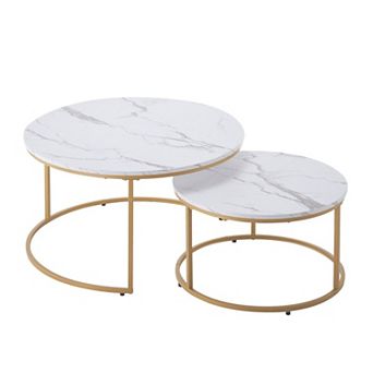 Modern Round Nesting Coffee Tables for Small or Large Spaces — Marble Style