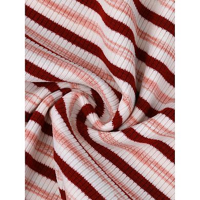Stripe Bodysuits for Women's Sweetheart Neck Short Sleeve Ruched Body Suit Tops