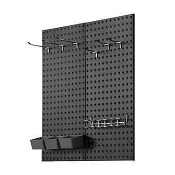 Metal Pegboard Tool Storage Panels for Garage Wall Organization, 32x16, Black