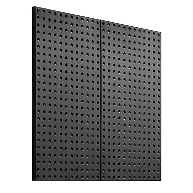 Metal Pegboard Tool Storage Panels for Garage Wall Organization, 32x16, Black