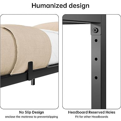 Heavy Duty Twin Metal Bed Frame with Under-Bed Storage, Steel Slats & Noise Free