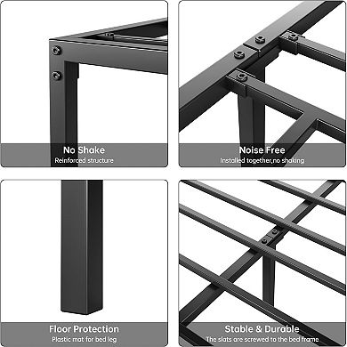 Heavy Duty Twin Metal Bed Frame with Under-Bed Storage, Steel Slats & Noise Free