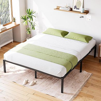 Heavy Duty Twin Metal Bed Frame with Under-Bed Storage, Steel Slats & Noise Free