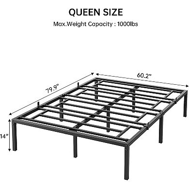 Heavy Duty Twin Metal Bed Frame with Under-Bed Storage, Steel Slats & Noise Free
