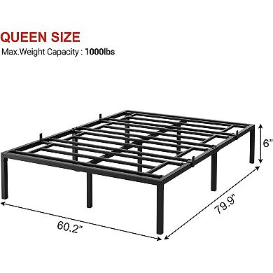 Queen Metal Platform Bed Frame with Under Storage, Noise Free Slats & No Box Spring
