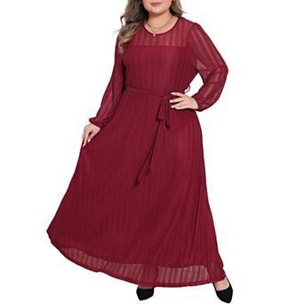 Women's Plus Size Sparkly Formal Dress Mesh Maxi Cocktail Evening Gown Wedding Guest with Belt