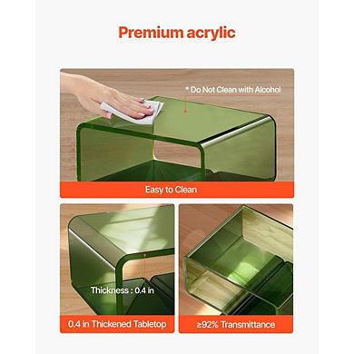 Clear Acrylic Side Table with Two Shelves — Transparent Green Accent Table