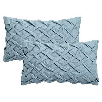 Pack of 2 Soft Decorative Throw Pillow Covers Solid 3D Weaving Pillowcases for Sofa 12X20/18X18 Inch