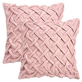 Pack of 2 Soft Decorative Throw Pillow Covers Solid 3D Weaving Pillowcases for Sofa 12X20/18X18 Inch