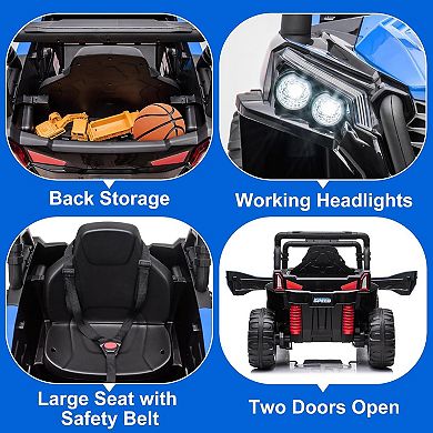 12V Kids Electric UTV Truck, Remote Control Ride-On Car with LED Lights for Ages 3-8