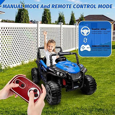 12V Kids Electric UTV Truck, Remote Control Ride-On Car with LED Lights for Ages 3-8