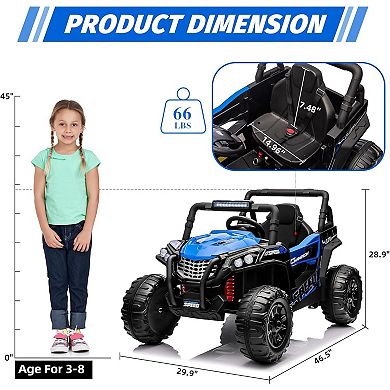 12V Kids Electric UTV Truck, Remote Control Ride-On Car with LED Lights for Ages 3-8