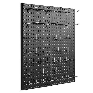Metal Pegboard Wall Panel for Garage and Workshop Tool Storage 24x12, Black