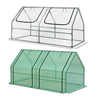 Aoodor 6x3x3 ft Mini Garden Greenhouse with Dual Covers Waterproof, UV-Protected Portable, set of 2