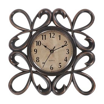 10 Inch Outdoor Wall Clock, Waterproof Garden Clock, Teardrop Lace, Battery Operated Silent Movement